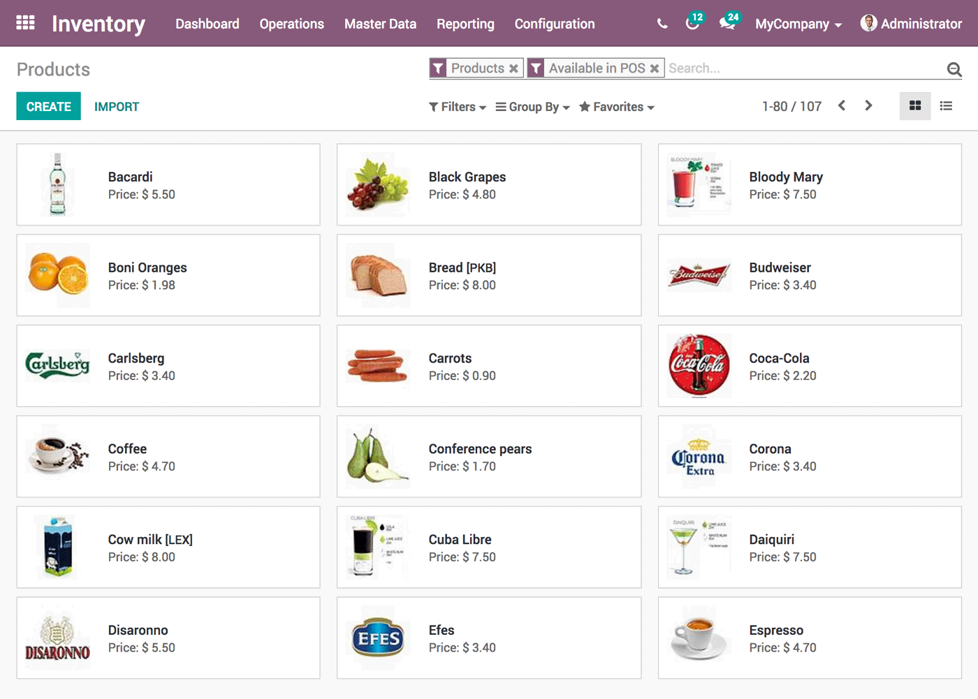 inventaire agroalimentaire Odoo ERP